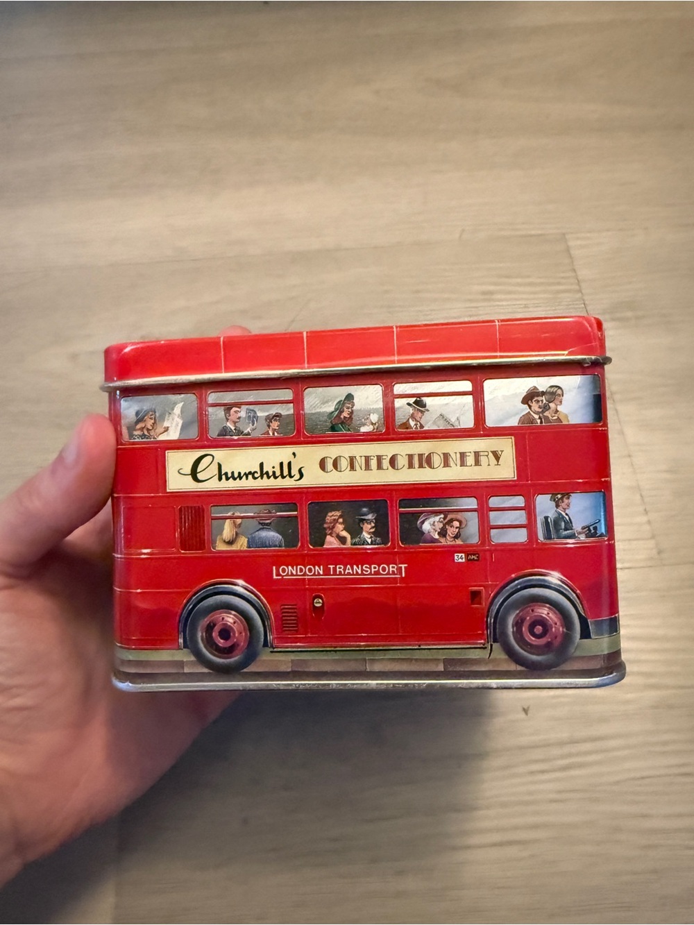 CHURCHILL'S COLLECTIBLE DOUBLE DECKER BUS BANK-3 1/4 H-5 " LONG3" W-EX SHAPE